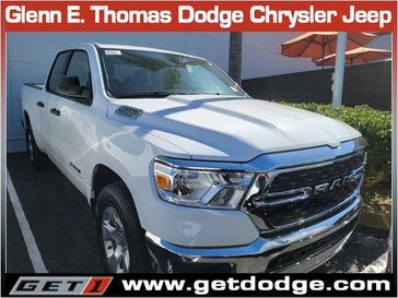 2024 RAM 1500 Big Horn Quad Cab 4x2 6'4' Box in a Bright White Clear Coat exterior color and Diesel Gray/Blackinterior. Glenn E Thomas 100 Years Of Excellence (866) 340-5075 getdodge.com 