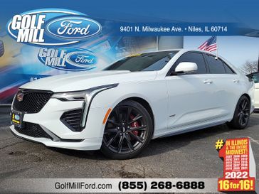 2021 Cadillac CT4 V-Series in a White exterior color and Jet Blackinterior. Glenview Luxury Imports 847-904-1233 glenviewluxuryimports.com 