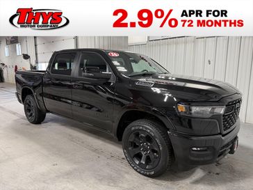 New 2026 RAM 1500 Big Horn Crew Cab 4x4 5'7' Box in a Diamond Black Crystal Pearl Coat exterior color and Blackinterior. Thys Motor Company 319-318-6640 thysmotorco.com 