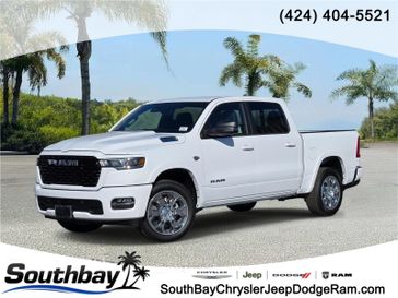 New 2026 RAM 1500 Big Horn Crew Cab 4x4 5'7' Box in a Bright White Clear Coat exterior color and Blackinterior. Southbay Chrysler Jeep Dodge Ram (424) 404-5521 pixelmotiondemo.com 