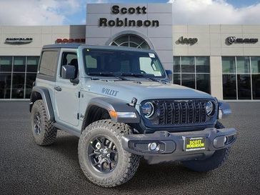 New 2026 Jeep Wrangler Willys in a Gray exterior color and Blackinterior. Southbay Chrysler Jeep Dodge Ram (424) 404-5521 pixelmotiondemo.com 