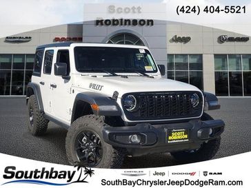 New 2026 Jeep Wrangler Willys in a White/off-white exterior color and Blackinterior. Southbay Chrysler Jeep Dodge Ram (424) 404-5521 pixelmotiondemo.com 