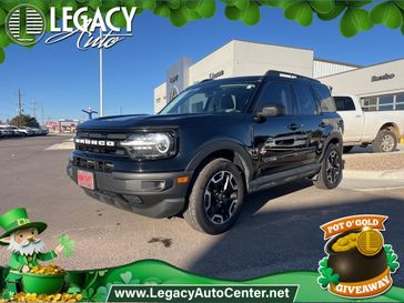 2021 Ford Bronco Sport Outer Banks in a Shadow Black exterior color and Ebony/Roastinterior. Legacy Auto Center 620-315-9264 legacyautocenter.net 