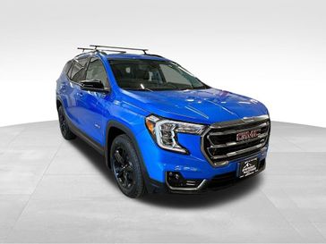 2024 GMC Terrain AT4 in a Riptide Metallic exterior color and Jet Blackinterior. Sheridan Motors Auto (307) 218-2217 sheridanmotors.com 