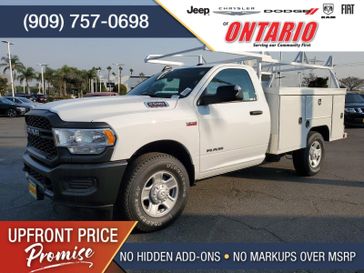 2021 RAM 2500 Tradesman in a Bright White Clear Coat exterior color and Diesel Gray/Blackinterior. Ontario Auto Center ontarioautocenter.com 