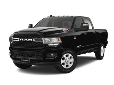 2024 RAM 2500 Big Horn Crew Cab 4x4 6'4' Box in a Diamond Black Crystal Pearl Coat exterior color. Wilmington Auto Center Chrysler Dodge Jeep Ram (937) 556-6430 wilmingtonautocentercdjr.com 