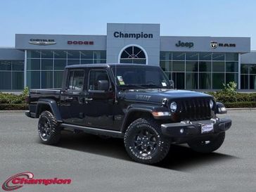 2023 Jeep Gladiator Willys 4x4 in a Black Clear Coat exterior color and CLOTHinterior. Champion Chrysler Jeep Dodge Ram 800-549-1084 pixelmotiondemo.com 
