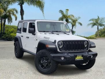 New 2026 Jeep Wrangler Willys in a White/off-white exterior color and Blackinterior. Southbay Chrysler Jeep Dodge Ram (424) 404-5521 pixelmotiondemo.com 