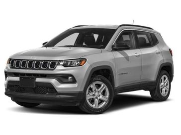 2024 Jeep Compass Latitude 4x4 in a Bright White Clear Coat exterior color. Jeep Chrysler Dodge RAM FIAT of Ontario 909-757-0698 jcofontario.com 