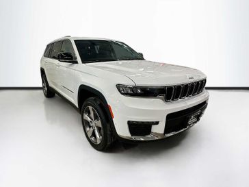 2024 Jeep Grand Cherokee L Limited 4x4 in a Bright White Clear Coat exterior color and Global Blackinterior. Sheridan Motors CDJR 307-218-2217 sheridanmotor.com 