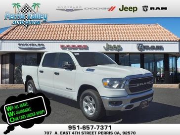 2024 RAM 1500 Big Horn Crew Cab 4x2 5'7' Box in a Bright White Clear Coat exterior color and Blackinterior. Perris Valley Chrysler Dodge Jeep Ram 951-355-1970 perrisvalleydodgejeepchrysler.com 