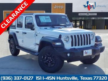 2024 Jeep Wrangler Sport in a Bright White Clear Coat exterior color and Blackinterior. Wischnewsky Dodge 936-755-5310 wischnewskydodge.com 