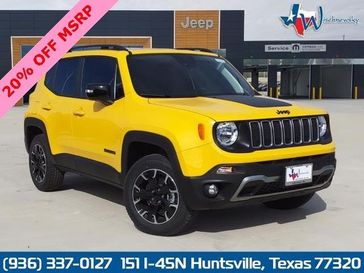 2023 Jeep Renegade Upland 4x4 in a Solar Yellow Clear Coat exterior color and Black/Bronzeinterior. Wischnewsky Dodge 936-755-5310 wischnewskydodge.com 