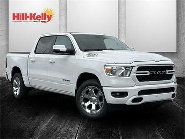 2024 RAM 1500 Big Horn Crew Cab 4x4 5'7' Box in a Bright White Clear Coat exterior color and Blackinterior. Hill-Kelly Dodge (850) 786-2130 hillkellydodge.com 