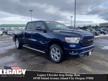 2024 RAM 1500 Big Horn Crew Cab 4x4 6'4' Box in a Patriot Blue Pearl Coat exterior color and Blackinterior. Legacy Chrysler Jeep Dodge RAM 541-663-4885 legacychryslerjeepdodgeram.com 