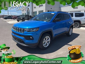 2024 Jeep Compass Latitude 4x4 in a Hydro Blue Pearl Coat exterior color and Blackinterior. Legacy Auto Center 620-315-9264 legacyautocenter.net 