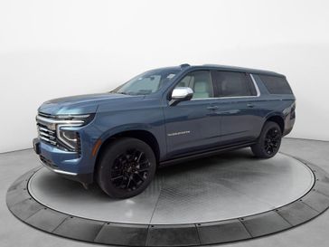New 2026 Chevrolet Suburban Premier in a Lakeshore Blue Metallic exterior color and Jet Black/Sky Cool Grayinterior. Perkins La Junta 719-383-2250 perkinslajunta.com 