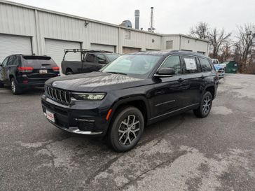 2024 Jeep Grand Cherokee L Limited in a Midnight Sky exterior color and Global Blackinterior. Don White's Timonium Chrysler Dodge Jeep Ram 410-881-5409 donwhites.com 