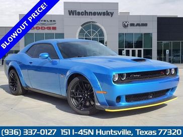 2023 Dodge Challenger R/T Scat Pack Widebody in a B5 Blue exterior color and Blackinterior. Wischnewsky Dodge 936-755-5310 wischnewskydodge.com 