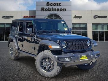 New 2026 Jeep Wrangler Willys in a Black exterior color and Blackinterior. Southbay Chrysler Jeep Dodge Ram (424) 404-5521 pixelmotiondemo.com 