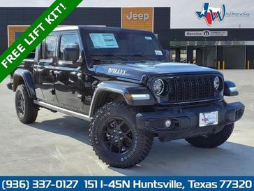 2024 Jeep Gladiator Willys 4x4 in a Black Clear Coat exterior color and Blackinterior. Wischnewsky Dodge 936-755-5310 wischnewskydodge.com 
