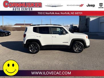 2021 Jeep Renegade 80th Anniversary in a Alpine White Clear Coat exterior color and Blackinterior. Cornhusker Auto Center 402-866-8665 cornhuskerautocenter.com 