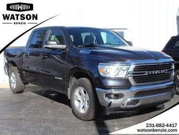 2021 RAM 1500 Big Horn in a MAX STEEL exterior color and Diesel Gray/Blackinterior. Watson Ludington Chrysler 231-239-6355 