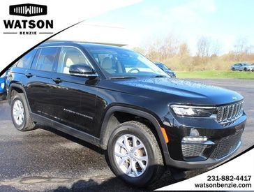 2022 Jeep Grand Cherokee Limited in a BLACK exterior color and Wicker Beige/Blackinterior. Watson's Manistee Chrysler Inc 231-299-8691 watsonsmanisteechrysler.com 