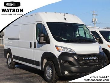 2024 RAM Promaster 2500 Tradesman Cargo Van High Roof 159' Wb in a Bright White Clear Coat exterior color and A7X9interior. Watson's Manistee Chrysler Inc 231-299-8691 watsonsmanisteechrysler.com 