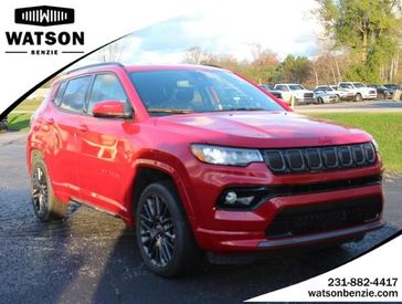 2022 Jeep Compass (red) 4x4 in a Redline Pearl Coat exterior color. Watson Ludington Chrysler 231-239-6355 