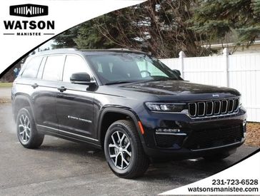 2024 Jeep Grand Cherokee Limited 4x4 in a Midnight Sky exterior color and Global Blackinterior. Watson's Manistee Chrysler Inc 231-299-8691 watsonsmanisteechrysler.com 