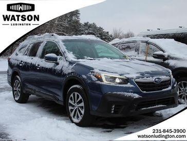 2020 Subaru Outback Premium in a Abyss Blue Pearl exterior color and Slate Blackinterior. Watson Benzie, LLC 231-383-7836 watsonchryslerdodgejeep.com 