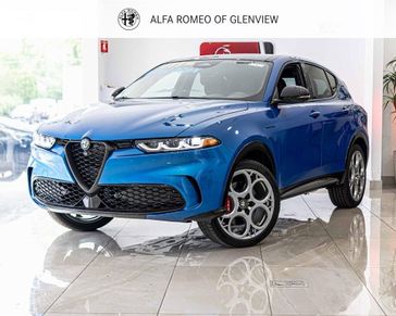 2024 Alfa Romeo Tonale Veloce in a Misano Blue Metallic exterior color and Red/Blackinterior. Glenview Luxury Imports 847-904-1233 glenviewluxuryimports.com 