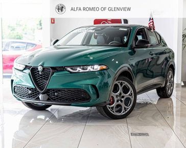 2024 Alfa Romeo Tonale Veloce Eawd in a Verde (Green) Fangio Metallic exterior color and Blackinterior. Alfa Romeo of Glenview 847-558-1263 alfaromeoglenview.com 