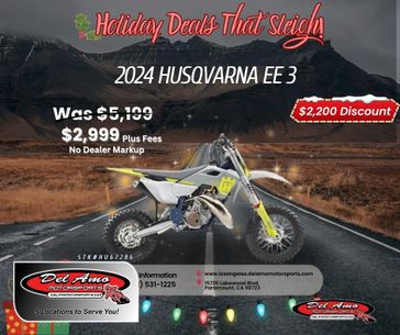 2024 HUSQVARNA EE 3  in a WHITE exterior color. Del Amo Motorsports of Los Angeles (562) 262-9181 delamomotorsports.com 