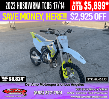 2023 HUSQVARNA TC 85 17/14  in a WHITE exterior color. Del Amo Motorsports of Los Angeles (562) 262-9181 delamomotorsports.com 