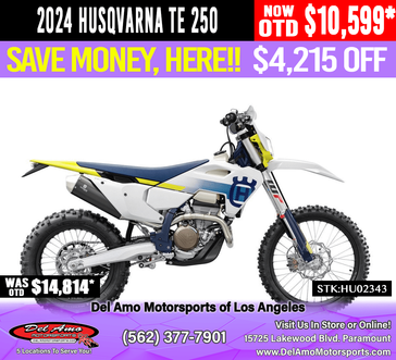 2024 HUSQVARNA TE 250  in a WHITE exterior color. Del Amo Motorsports of Los Angeles (562) 262-9181 delamomotorsports.com 