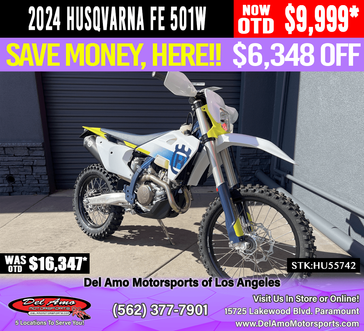 2024 HUSQVARNA FE 501W  in a WHITE exterior color. Del Amo Motorsports of Los Angeles (562) 262-9181 delamomotorsports.com 