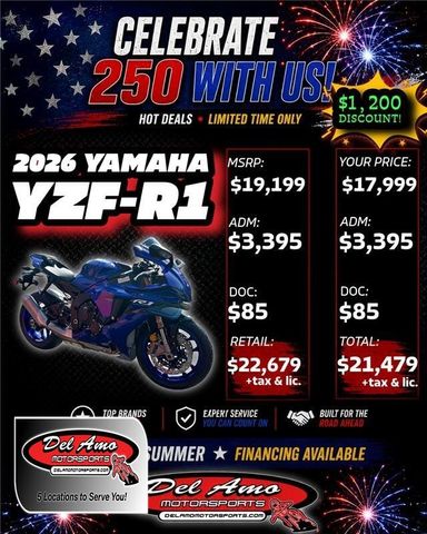 ダイヤのA New 2026 Yamaha YZF R1 Inventory | Del Amo Motorsports of Redondo