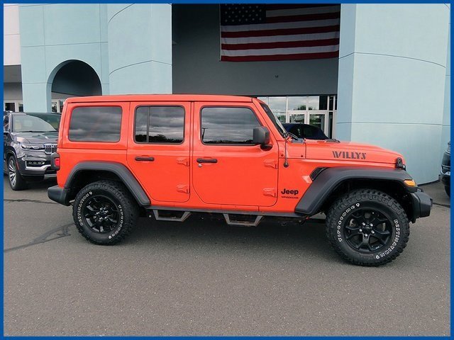 Certified 2020 Jeep Wrangler Unlimited Willys with VIN 1C4HJXDGXLW267616 for sale in New Britain, CT
