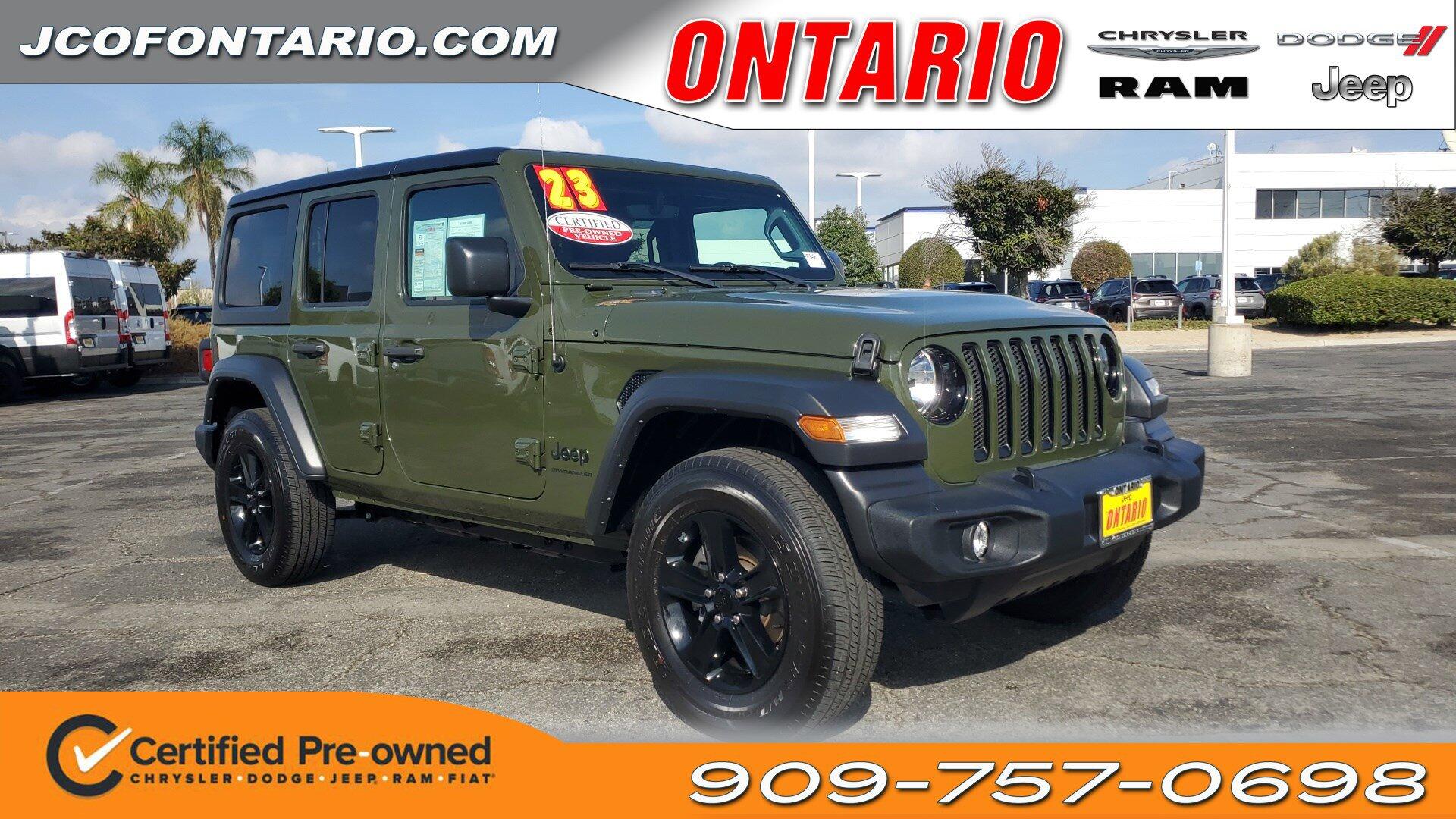 Used 2023 Jeep Wrangler 4-Door Altitude with VIN 1C4HJXDN0PW634236 for sale in Ontario, CA