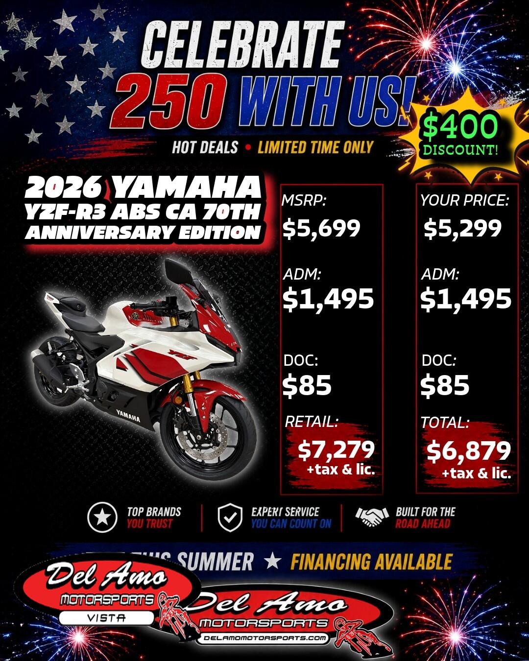 2026 Yamaha YZF-R3 ABS 70TH ANNIVERSARY EDITION