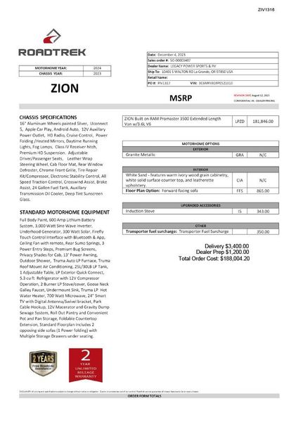 2024 ROADTREK Zion  in a Granite Metallic exterior color and White Sandinterior. Legacy Powersports 541-663-1111 legacypowersports.net 