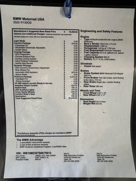 2025 BMW R 1300 GS - LIGHT WHITE 