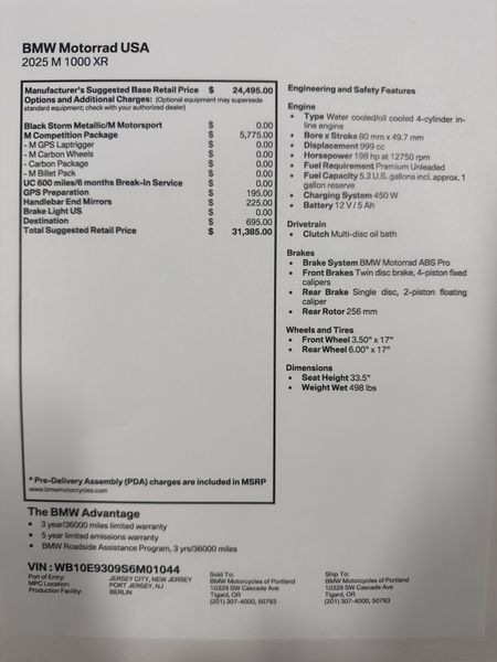 2025 BMW M 1000 XR - BLACK STORM METALLIC 