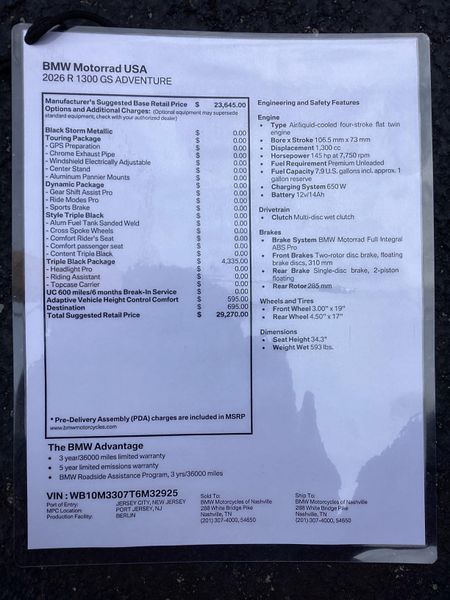 New 2026 BMW R 1300 GS Adventure 