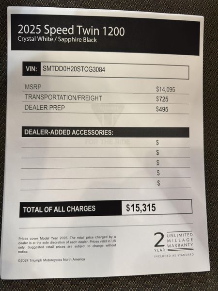 2025 Triumph Speed Twin 1200 - CRYSTAL WHITE - SAPPHIRE BLACK 