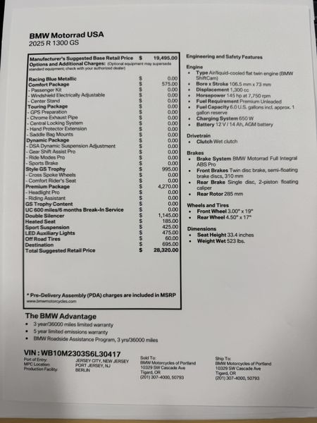 2025 BMW R 1300 GS - TROPHY - RACING BLUE METALLIC 