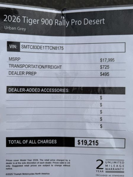 2026 Triumph Tiger 900 Desert Edition