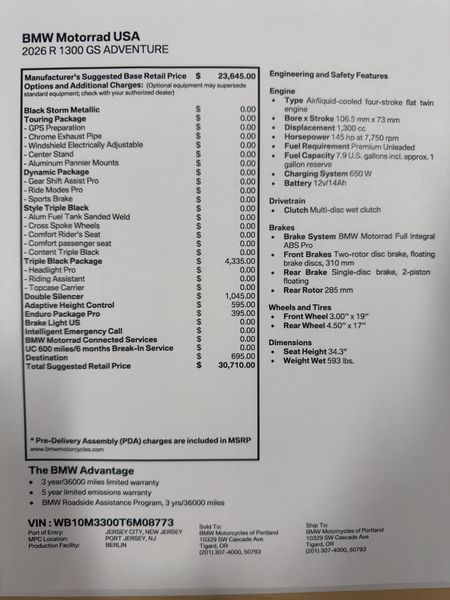 2026 BMW R 1300 GS Adventure - BLACK STORM METALLIC - TRIPLE BLACK 